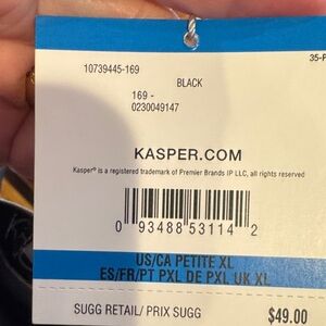 Kasper Black Retail Swing Tag with Barcode